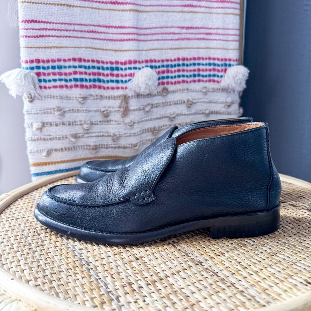 Alumnae Black Leather Ankle Loafer Style Booties Made In Italy Women’s 37 US 7 - Picture 4 of 10